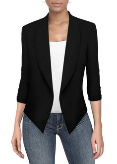 PRICES MAY VARY. VERSATILE AND STYLISH: This Work Office Blazer Suit Jacket is a fashion-forward piece that effortlessly elevates any outfit. Its sleek design and open front make it suitable for both professional and casual occasions, allowing you to transition seamlessly from the office to after-work events. COMFORTABLE AND BREATHABLE: Crafted from lightweight and breathable materials, this cardigan blazer ensures all-day comfort, even during long work hours. The fabric allows for optimal airfl Lightweight Open Front Cardigan, Look Boho Chic, Casual Tanks, Open Front Blazer, Fashion Business Casual, Classic Coats, Long Sleeves Coats, Womens Casual, Casual Blazer