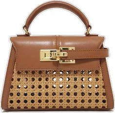 a brown handbag with gold hardwares on it