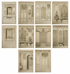 nine drawings of doors and windows in different styles