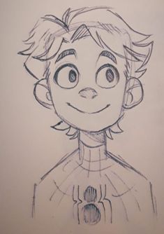 a drawing of a boy with big eyes