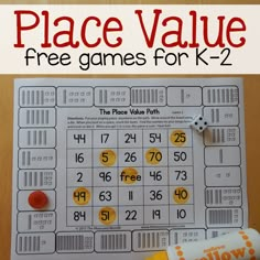 a printable place value game for k - 2 with the words free games for k - 2