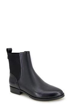 This classic boot is crafted from luxe leather and lofted by a slight heel. 1" heel 5 3/4" shaft Pull-on style with elastic gore insets Leather upper/synthetic lining and sole Imported High Heel Chelsea Boots In Faux Leather, Chic Chelsea Boots With Reinforced Heel, Medium Width, Chic Chelsea Boots With Reinforced Heel, Fall Chelsea Boots In Faux Leather, Chic Boots With Lug Sole In Medium Width, Chic Boots With Lug Sole And Medium Width, Leather Heeled Boots With Low Heel And Padded Ankle, Low Heel Faux Leather Boots For Work, Chic Chelsea Boots With Heel Pull Tab