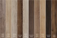 the different types of wood are shown in this color scheme, including brown, beige, and black