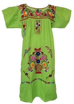 MEXICAN EMBROIDERED PUEBLO DRESS - Lime Green @officialfiesta #mexicandress #fiesta #fiestadecor #dresses #fashionistas at www.officialfiesta.com Mexican Dresses Traditional, Puebla Dress, Traditional Mexican Dress, Mexican Embroidered Dress, Fiesta Dress, Embroidered Dress Boho, Mexican Blouse, Dress Traditional, Mexican Dress