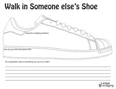 Empathy Worksheets For Adults, A Walk In My Shoes Activity, Walk In My Shoes Activity, Walk In Someone Elses Shoes Activity, Empathy Worksheets For Kids, Someone Elses Shoes, Self Compassion Art Activity, Coping Skills Activities, Counseling Worksheets