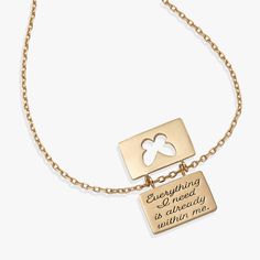 Meditate on your affirmations daily to soak them into your very essence. This gold affirmation charm necklace features a hidden message charm inscribed with "Everything I need is already within me." Flip the cut-out, crystal-embellished butterfly charm to reveal the entire affirmation. With elevated detailing, this adjustable charm necklace can be layered for everyday wear or stand alone on your night out look. Diamond-cut cable chain length: 18", adjusts to 16" Finishes: Shiny Gold Nickel-free Hidden Messages, Hidden Message, How To Clean Metal, Elephant Charm, Message Jewelry, Cross Bracelet, Charm Bangle, Butterfly Charm, Butterfly Necklace