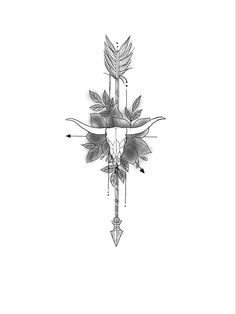 a drawing of an arrow and flowers on a white background with the word love written below it