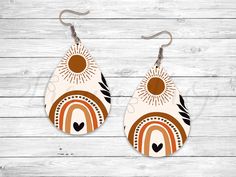 Sublimation Earring Designs, Earrings Supplies, Earring Png, Sublimation Earrings, Earring Sublimation, Earring Template, Diy Leather Earrings, Rainbow Boho, Boho Earring