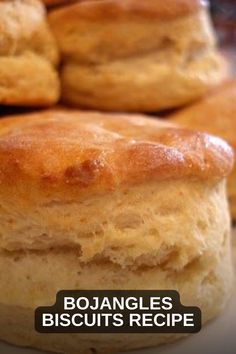 several biscuits are stacked on top of each other with the words bonangles biscuits recipe below