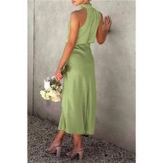 Dresses | Womens Satin Dress Elegant Sleeveless Mint Green | Poshmark Satin Dress Elegant, Dress For Women Wedding, Cocktail Dress For Women, Formal Dress For Women, Dress For Women Party, Women Formal Dress, Women Party Dress, Long Flowy Dress, Mock Neck Dress