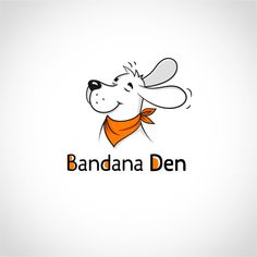 the logo for bandana den is designed with an image of a dog wearing a bandana