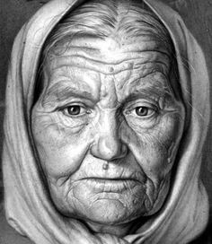 an old woman with wrinkles on her face and head is shown in black and white