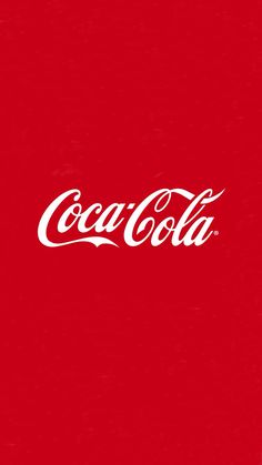 the coca - cola logo is shown on a red background with white writing in it