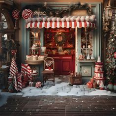 a christmas shop with candy canes and candies