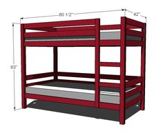 the bunk bed is measurements for it's size