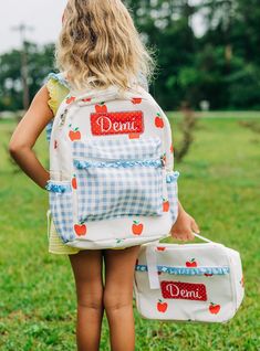 Our girls apples ruffle backpacks are not only adorable, but well made! They are lightweight and lined - perfect for kids! They feature a large exterior pocket on front as well as two exterior pockets. There is an additional large pocket inside for extra organization. Size: 16 x 13 x 3.5 Preppy Backpack For School Events, Preppy School Event Bag For Back To School, Preschool Backpack, Kindergarten Backpack, Girls Backpack, Kids School Backpack, Girl Backpacks School, Bag Lunch, Sac Lunch