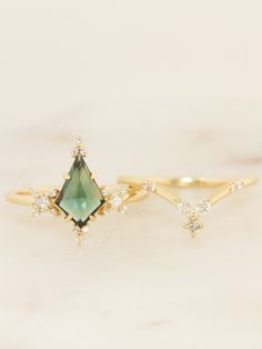 Unique Ring Bands, Green Marquise Rings With Diamond Accents, Green Marquise Rings For Wedding, Green Marquise Ring With Diamond Accents, Green Marquise 14k Gold Ring, The Greek Gods, Green Diamond Rings, White Princess