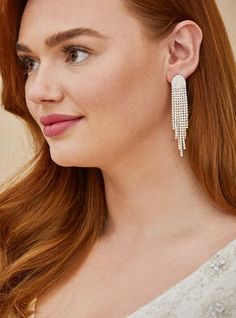 Make a shimmering statement in these dazzling cupchain rhinestone earrings that have fringe bottoms and would pair perfectly with a special occasion dress. Post back. Base metal. Imported . The best plus size women's silver-tone cupchain fringe statement earrings in silver. Torrid is your destination for the freshest spring and summer styles. Rhinestone Fringe Crystal Dangle Earrings, Glamorous Silver Crystal Earrings With Rhinestone Fringe, Glamorous Party Crystal Earrings With Rhinestone Fringe, Party Dangle Crystal Earrings With Rhinestone Fringe, Elegant Crystal Earrings With Rhinestone Fringe For Wedding, Glamorous Bling Chandelier Earrings, Glamorous Fringe Earrings For Evenings, Elegant Wedding Crystal Earrings With Rhinestone Fringe, Glamorous Wedding Chandelier Earrings With Rhinestone Fringe