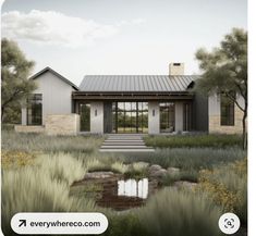 a rendering of a house in the middle of a field