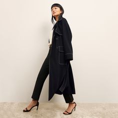 The Frankie jacket is the main character in any room it walks into. It features classic trench-inspired details—including wide lapels, a storm flap, patch pockets, and a waist-defining belt—and stands out thanks to contrast top stitching. Our mid-weight Everyday Crepe fabric makes it gorgeously drapey, easy-care, and ideal for travel. ﻿Made in Vietnam with fabric from Japan. Bryant Park Nyc, Nyc Park, Contrast Top, Bryant Park, Work Style, A Storm, Main Character, Crepe Fabric, Dress Suits