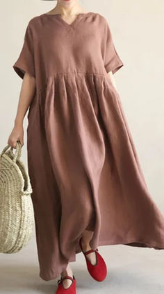 Coffee Loose Style Linen Dresses, Summer long Women Dresses ,Short Sleeve Maxi Dress Coat 2020, Linen Dresses Summer, Dresses Short Sleeve, Short Sleeve Maxi Dress, Spring Dresses Women, Summer Linen Dresses, Short Summer Dresses, Women Long Sleeve Dress, Spring Women