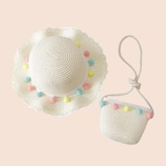 Popcorn Straw Hat & Bag Set – TODDS & LITTLES Pastel Popcorn, Popcorn Design, Swim Accessories, Head Circumference, Bag Set, Straw Hat, Fit In, Popcorn, Elastic Band