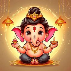 Divine Delight: Bal Ganesh's Joyful Journey Ganesha Art Cute, Bal Ganesh Painting, Ganesh Cute Drawing, Cute Ganesha Drawing For Kids, Little Ganesha Drawing, Bal Ganesha Painting, Rangoli Ganesh Design, Cute Ganpati Drawing