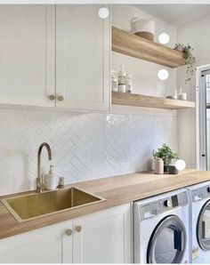 Laundry In Cupboard, Terrazzo Laundry Room, Laundry Room Ideas With Window Above Washer And Dryer, Laundry/mudroom Ideas, Laundry Reno, Utility Room Storage, Laundry Doors, Laundry Nook, Small Laundry Room Makeover