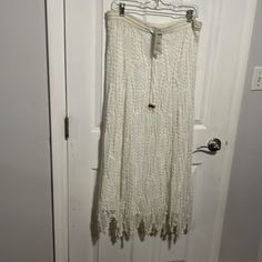 White Crochet Lillie Rubin Long Skirt, Never Worn. Great For Engagement Pictures White Crochet Skirt For Spring, Linen Skirt Suit, Cottagecore Skirt, Gold Sequin Skirt, Skirts White, Beaded Skirt, Silk Maxi Skirt, Eyelet Skirt, Embellished Skirt