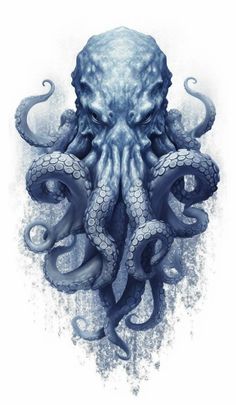 an octopus is shown in blue ink