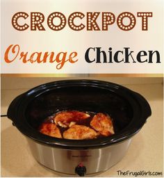 crockpot orange chicken is in the slow cooker and ready to be cooked