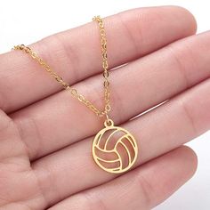 New! For The Star Player In Your Life. Volleyball Hollow Cut Out Pendant Gold Tone Stainless Steel Chain Necklace. Tags # Sports Sporty Geometric Shape Athlete Setter Hitter Libero Specialist Beach Summer Game Gold Plated Metal Trendy Gift Stainless Steel Chain Necklace, Birthday Wishlist, Trendy Gift, Stainless Steel Necklace, Stainless Steel Chain, Volleyball, Gold Pendant, Geometric Shapes, Womens Jewelry Necklace