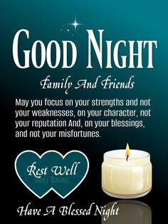 a candle with the words good night and friends