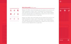 a red and white web page with some type of text