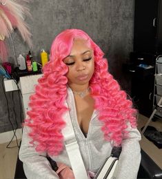 Hairstyles With Pink Hair, Pink Lace Front Wig Hairstyles, Pink Wig Hairstyles For Black Women, Pink Lace Front Wig, Pink Wig Install, Pink Wig Styles, Pink Wigs For Black Women, Pink Wig Hairstyles