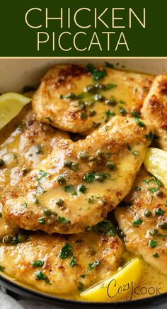 chicken Piccata with capers, and a side of lemon Lemon Chicken Piccata, Chicken Piccata Recipe, Chicken Piccata, Chicken Main Dishes, Chicken Dishes Recipes, Chicken Wing Recipes, Poultry Recipes, Chicken Dinner Recipes, Chicken Breast Recipes