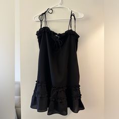 Cute And Adjustable Bow Tie Straps, Never Worn! Black Ruffled Mini Dress For Vacation, Casual Mini Dress, Mini Dress Casual, Bow Tie, Cool Outfits, Mini Dress, Womens Dresses, Dresses, Women Shopping