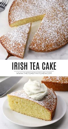 a slice of irish tea cake with whipped cream on top