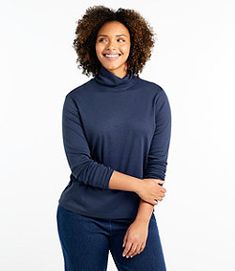 #LLBean: Women's Pima Cotton Turtleneck, Long-Sleeve Versatile Solid Color T-shirt For Fall, Versatile Solid T-shirt For Fall, Cotton Turtleneck Tops For Everyday, Solid Cotton Turtleneck For Layering, Cotton Turtleneck For Layering, Versatile Solid Color Fall T-shirt, Solid Color Relaxed Fit Turtleneck Top, Solid Relaxed Fit Turtleneck Top, Relaxed Fit Turtleneck Tops