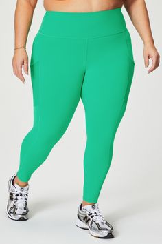 On-The-Go PowerHold® High-Waisted Legging Fabletics green female Activewear >> Womens >> Bottoms >> Leggings >> Full Length PowerHold plus Training Chafe-Resistant/External Pockets/Hidden Pockets/Moisture-Wicking/UPF Protection Our 5-star pocket style in PowerHold® Female Activewear, High Rise Leggings, Photo Colour, Model Photos, High Waisted Leggings, Active Wear For Women, Fabric Care, 5 Star, Moisture Wicking