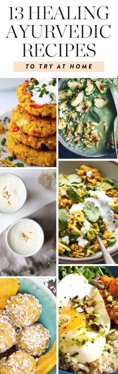 a collage of photos showing different types of food and the words, 13 healthing a