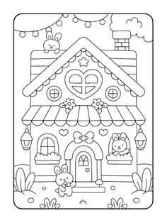 Ilustración parity colorear Delaware una linda casa Delaware conejos | vector premium Drawing Ideas To Color, Free Digital Coloring Pages, Cute Drawings To Color, Drawings For Coloring, Things To Color, Modele Zentangle, Cute Coloring Pages For Kids, Drawings To Color, Kawaii Coloring Pages