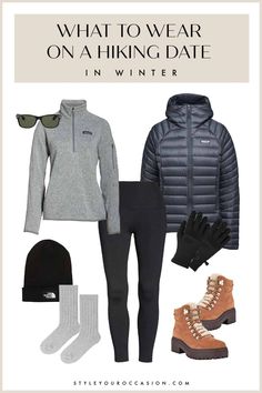 Looking for hiking outfit inspiration? Check out what to wear on a hiking date in the fall, spring, winter, or summer. These ideas will make sure you feel comfortable and look amazing at the same time. With a neutral aesthetic these hiking outfits are perfect for anyone and will make your date swoon. Hiking Date Outfit Winter, Mountain Town Outfit Winter, Mountain Outfits For Women, Winter In Switzerland Outfits, Cute Hiking Outfit Winter, Winter Hike Outfit, Trendy Hiking Outfits, Winter Hiking Outfit Women, Walk Outfits