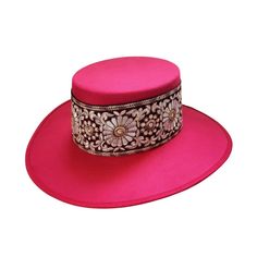 Introducing our sophisticated Boater Hat, meticulously crafted to elevate your style game. Made from luxurious polyester suede in a vibrant red hue, this hat is a standout piece in any ensemble. Adorned with a striking band featuring shades of red, light brown, and ivory, along with a charming tassel accent, our Boater Hat exudes elegance and flair.With a crown height of 3.5" and a brim width of 3.5", this hat boasts a structured shape that adds a touch of refinement to your look. The fitted ela Designer Flat Brim Hats For Spring, Designer Curved Brim Hats For Parties, Elegant Red Adjustable Felt Hat, Luxury Brimmed Fedora For Party, Elegant Party Hat With Flat Crown, Luxury Flat Brim Fedora For Parties, Scarf Coverup, Rebecca Black, Boater Hat