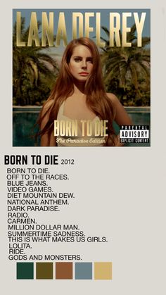 an ad for lana delrayy's born to die album, with the title in