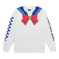 (WMNS) Vans x Pretty Guardian Sailor Moon BFF Crew Fleece Tee 'White' VN0A7YK7WHT Preppy Graphic Print Crew Neck Top, Preppy Crew Neck Top With Graphic Print, White Graphic Print Top By Vans, Vans Long Sleeve Sweatshirt For Streetwear, Casual White Vans Tops, Vans Cotton Sweatshirt For Fall, Vans Sporty Sweatshirt For Streetwear, Vans Sporty Streetwear Sweatshirt, Vans Casual Fall Sweatshirt