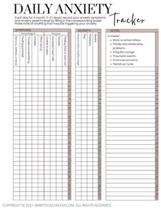 the daily activity tracker is shown in this printable worksheet for students to use