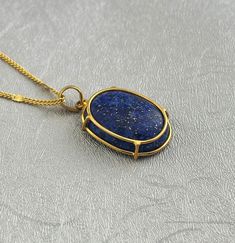 Buy Lapis Lazuli Necklace, Blue Stone Pendant, Minimalist Necklace, Everyday Necklace, Crystal Necklace, Healing Crystal Necklace Online in India - Etsy Blue Pendant Jewelry With Delicate Chain, Everyday Blue Clavicle Chain Necklace, Blue Oval Pendant Necklace In Dainty Style, Blue Oval Pendant Jewelry As Gift, Minimalist Blue Necklaces For Everyday, Handmade Minimalist Blue Necklace, Blue Oval Necklace With Adjustable Chain, Everyday Blue Necklaces With Delicate Chain, Blue Delicate Chain Necklace For Everyday