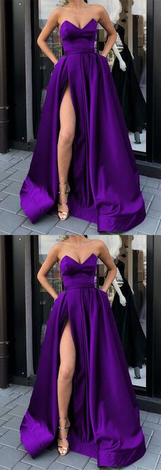 Dark Purple Prom Dress, Dress Display, Dresses With Pockets, Strapless Prom Dresses, Prom Dresses With Pockets, V Neck Prom Dresses, Custom Size Dresses