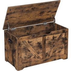 an old wooden box with metal handles and latches on the doors is shown in this image